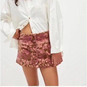 Free People Floral Pink and Brown Skirt